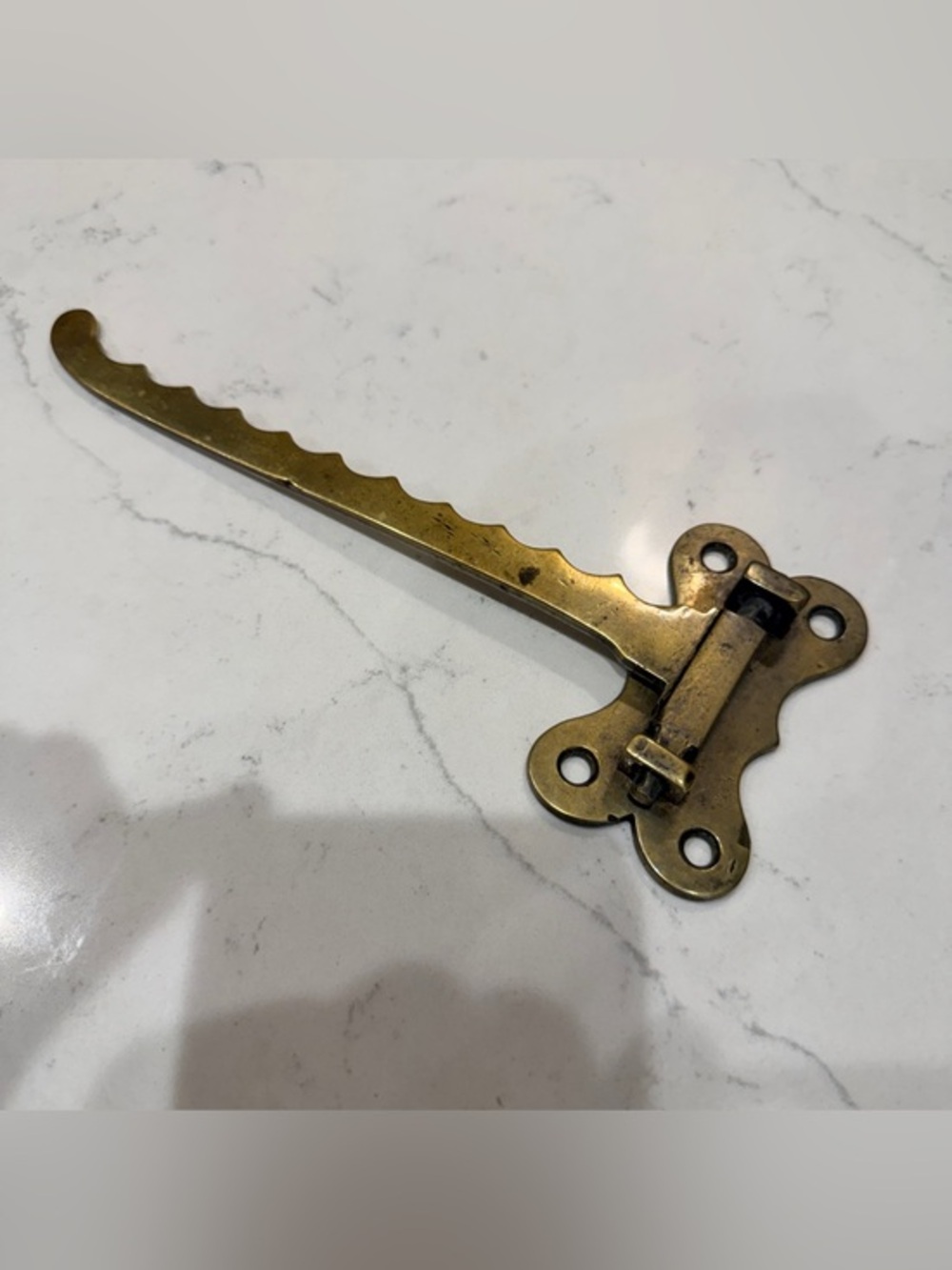 Antique Victorian Brass Adjustable Fireplace Pot Hook Hearth Trammel